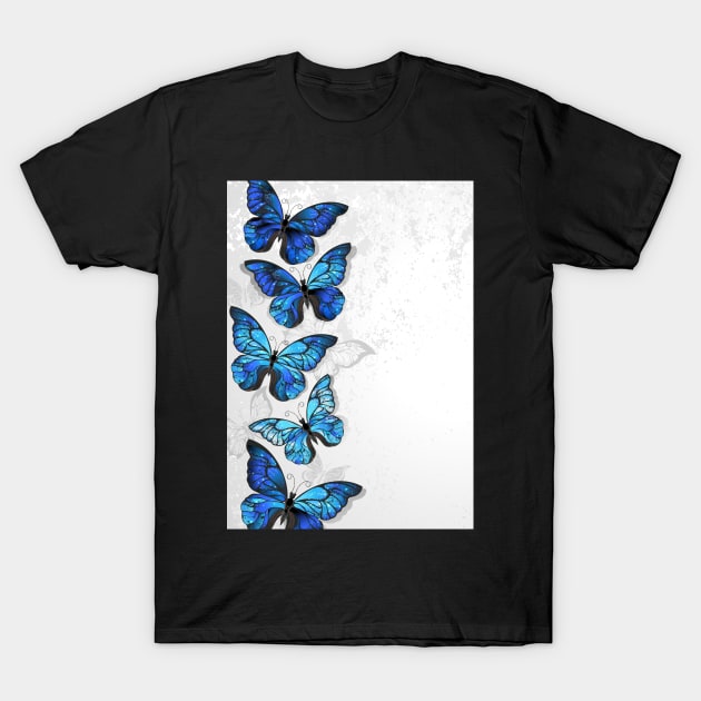 Design with Blue Butterflies Morpho T-Shirt by Blackmoon9